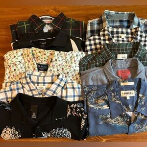 Lot of 11 Button Down And Collar Shirts Various Sizes